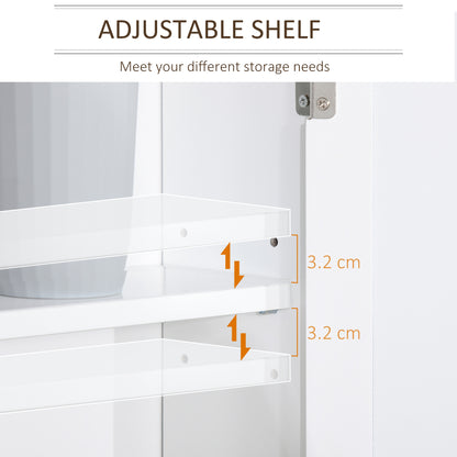 HOMCOM Kleankin bathroom furniture set with wall-mounted mirror cabinet, adjustable shelf, and wood grain finish in white and wood tones