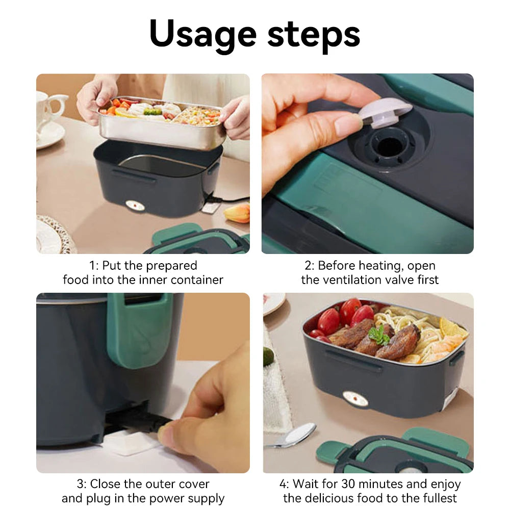 1.5L Electric Lunch Box USB Charging Food Warmer Portable Food Heater Container For Outdoor Camping Bento Home Car Heating Box