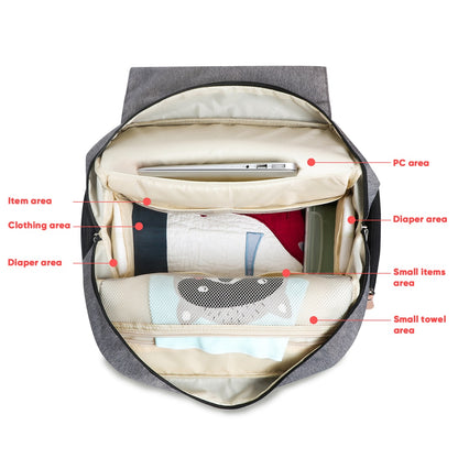 Eprolo Land large capacity diaper bag backpack for moms and dads, stylish travel stroller organizer with multiple compartments.