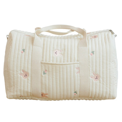 Large embroidered travel bag by eprolo, showcasing a spacious Boston-style bag with detailed embroidery and sturdy handles.