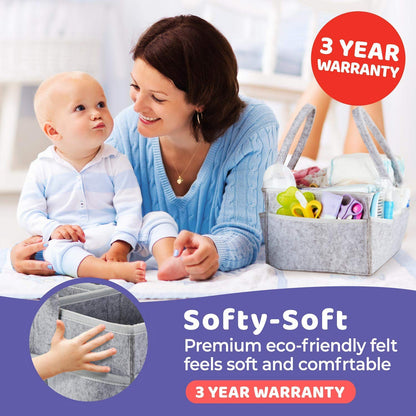 Portable eprolo baby diaper caddy organizer with multiple compartments for storing baby essentials and diapers.