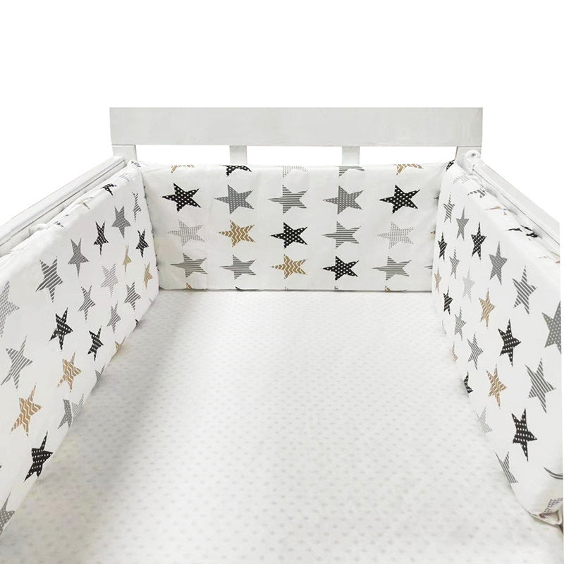 Soft cotton baby bed rail guard from eprolo, designed to prevent falls and secure your child's safety in their crib.
