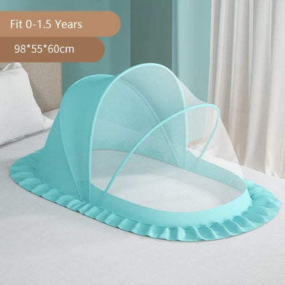 Foldable baby crib mosquito net cover by eprolo, full enclosure with fine mesh to protect infants from insects.