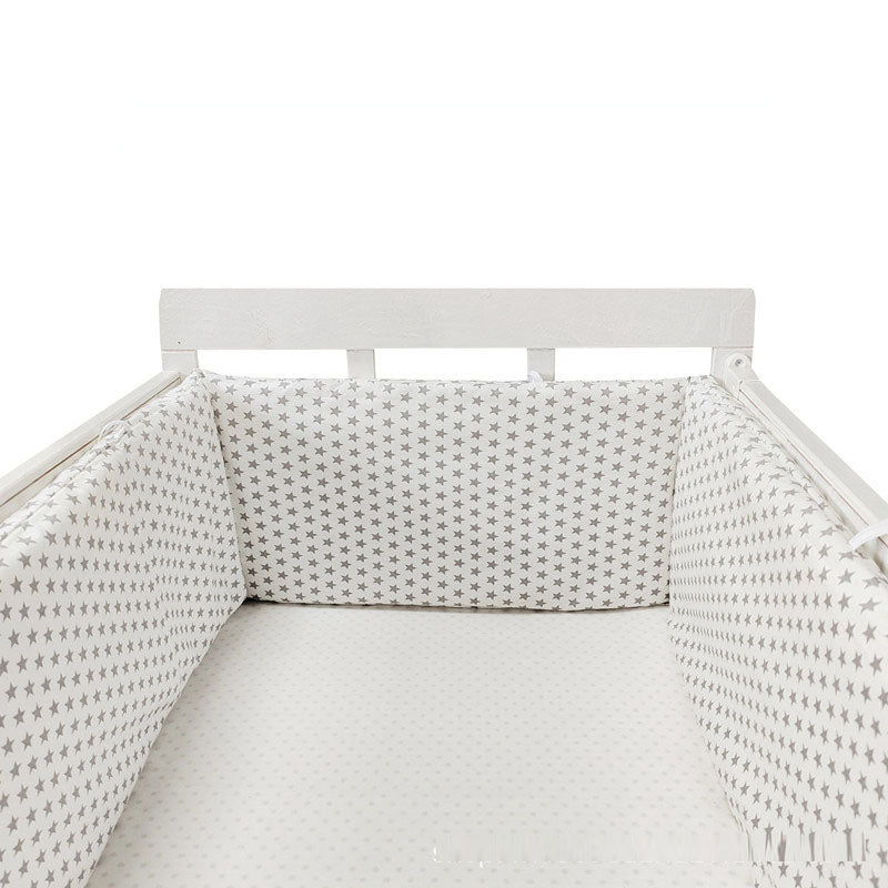 Eprolo baby bed rail guard with soft cotton fence for safety, preventing falls in a cozy nursery setting.