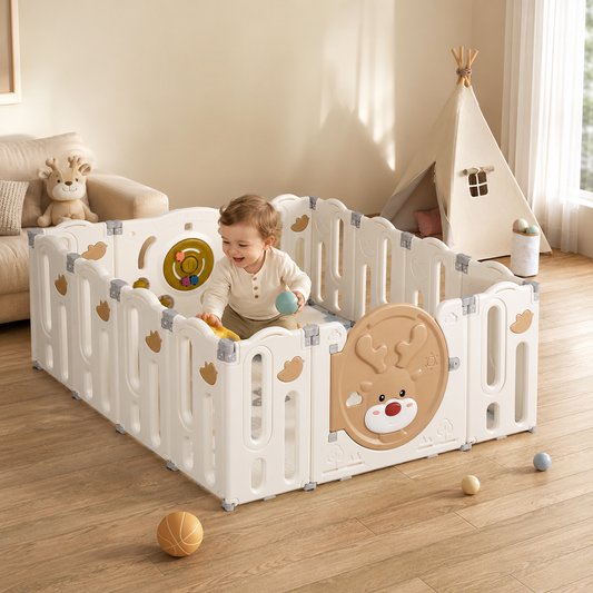 Livoshop Dekko kids playpen with foldable safety gate and panels, designed for toddlers and baby play areas.