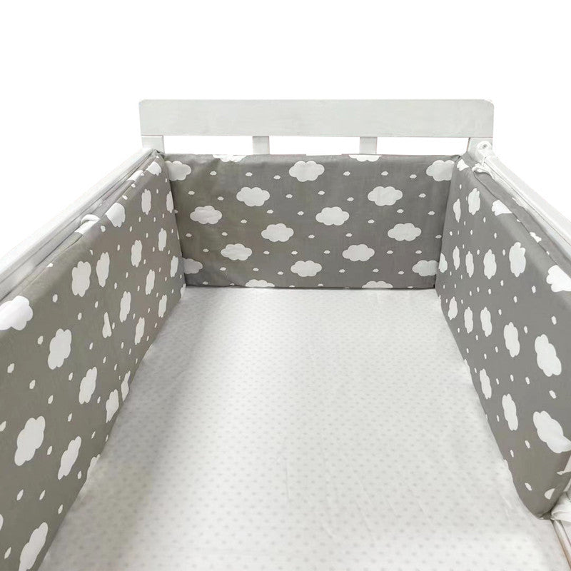 Baby bed rail guard by eprolo, anti-fall cotton fence with soft padding, designed to keep babies safe and secure in their crib.