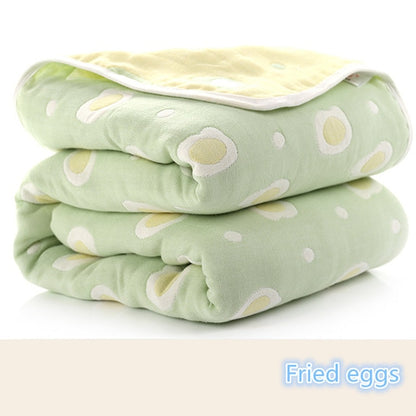 Soft baby muslin cotton blanket with six layers, ideal for swaddling and cozying up infants.