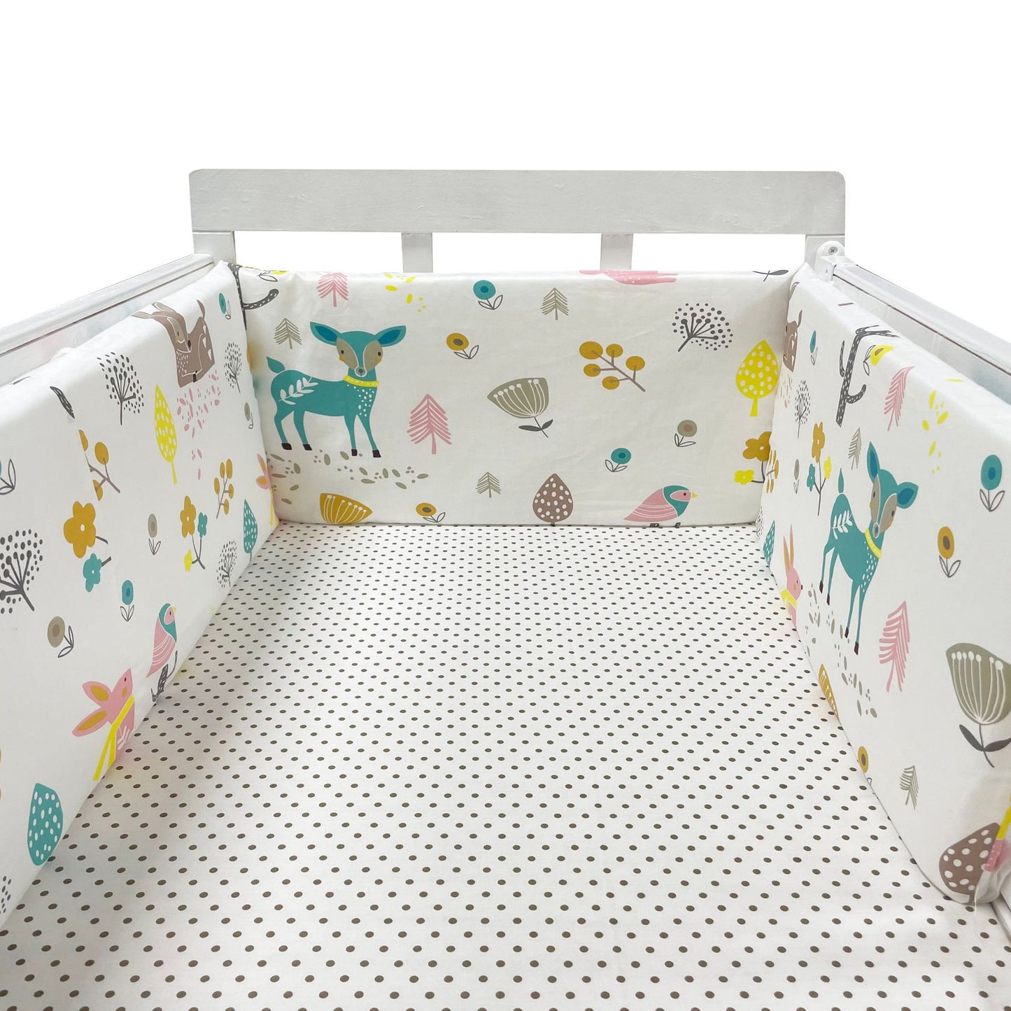 Baby bed rail guard by eprolo, anti-fall cotton fence for safe sleeping, shown in a nursery setting with soft fabric and secure installation.