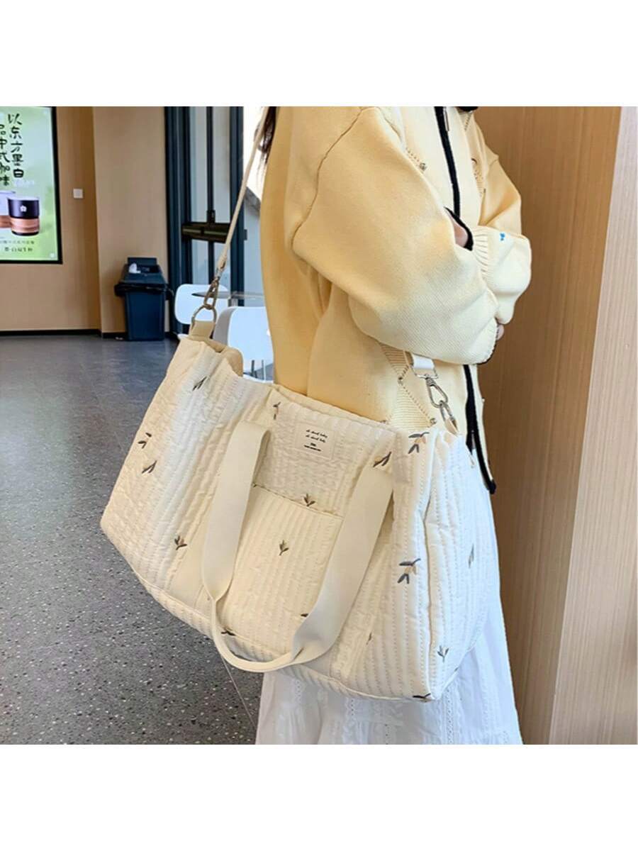 Large embroidered travel bag by eprolo, spacious Boston-style bag with sturdy handles and detailed embroidery design.