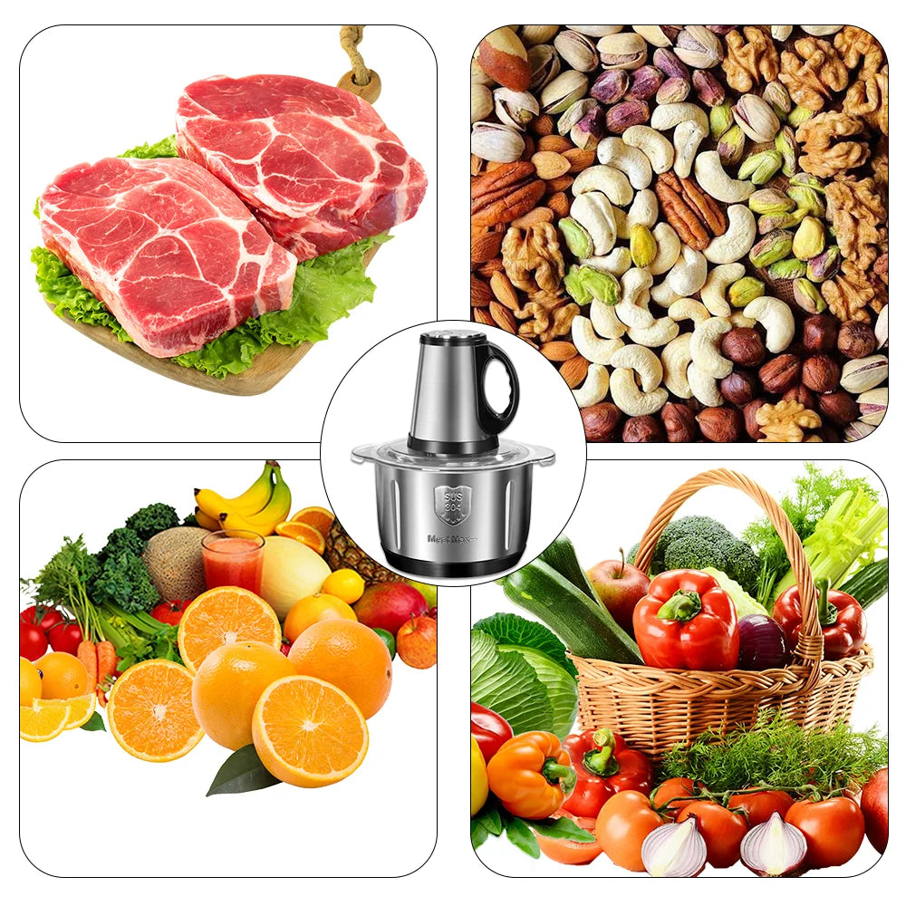 5L Meat grinder Electric Meat Grinders Stainless Steel Food Crusher Multifunctional Vegetable Slicer Chopper Mincer