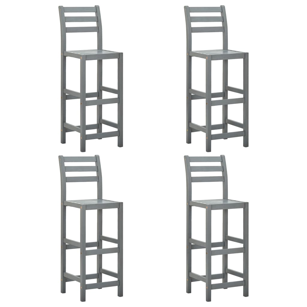 Set of two vidaXL bar chairs made of solid acacia wood with a natural finish, showcasing sturdy wooden construction and design.