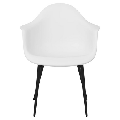 Pair of white vidaXL dining chairs made of durable PP plastic, featuring a modern design and ergonomic shape.