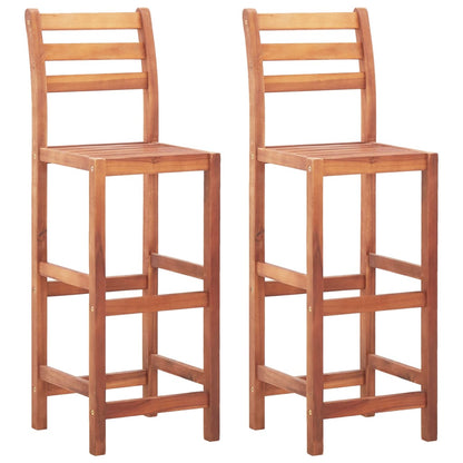 Two solid acacia wood bar chairs with modern design, suitable for kitchen or bar area, by vidaXL.