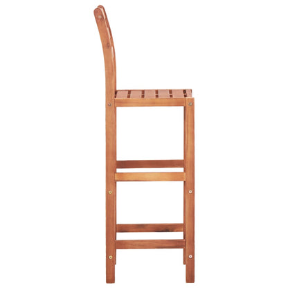 Two solid acacia wood bar chairs with metal legs from vidaXL, featuring a rustic design and cushioned seats for comfort.