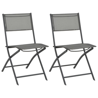 Two vidaXL folding outdoor chairs with steel frames and Textilene fabric, lightweight and portable for outdoor seating.