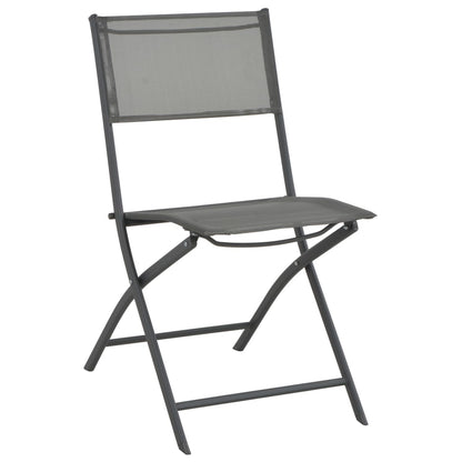 Pair of vidaXL folding outdoor chairs with steel frames and Textilene fabric, suitable for patio or garden relaxation.