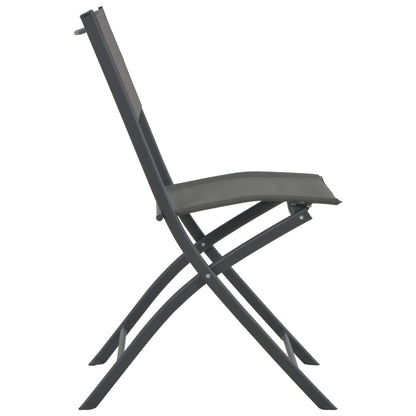 Two vidaXL folding outdoor chairs with steel frames and Textilene fabric, shown in a relaxed outdoor setting.