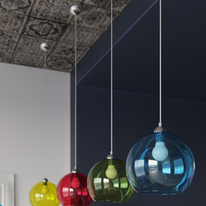 Minimalist steel and glass pendant lamp with a spherical design, featuring an E27 socket for modern lighting by Sollux Lighting