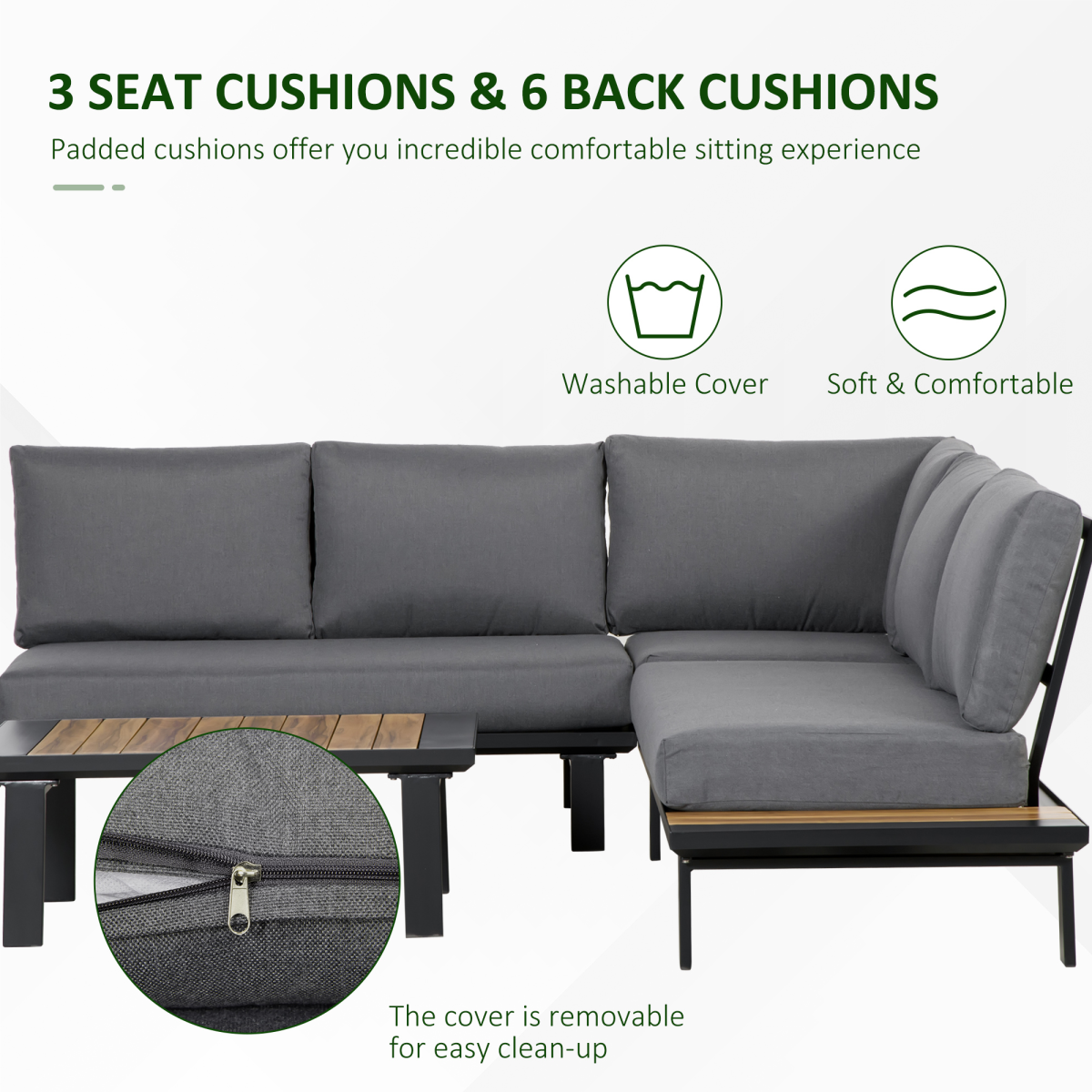 Outsunny 4-piece garden furniture conversation set with loveseat and table in grey, outdoor patio seating for relaxing moments