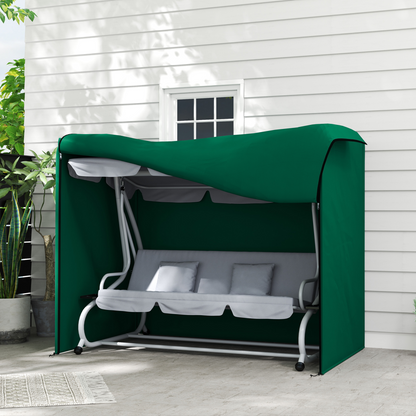 Outsunny 3 seater garden swing cover with windproof and anti-UV features, measuring 220 x 125 x 172cm, protects outdoor furniture.