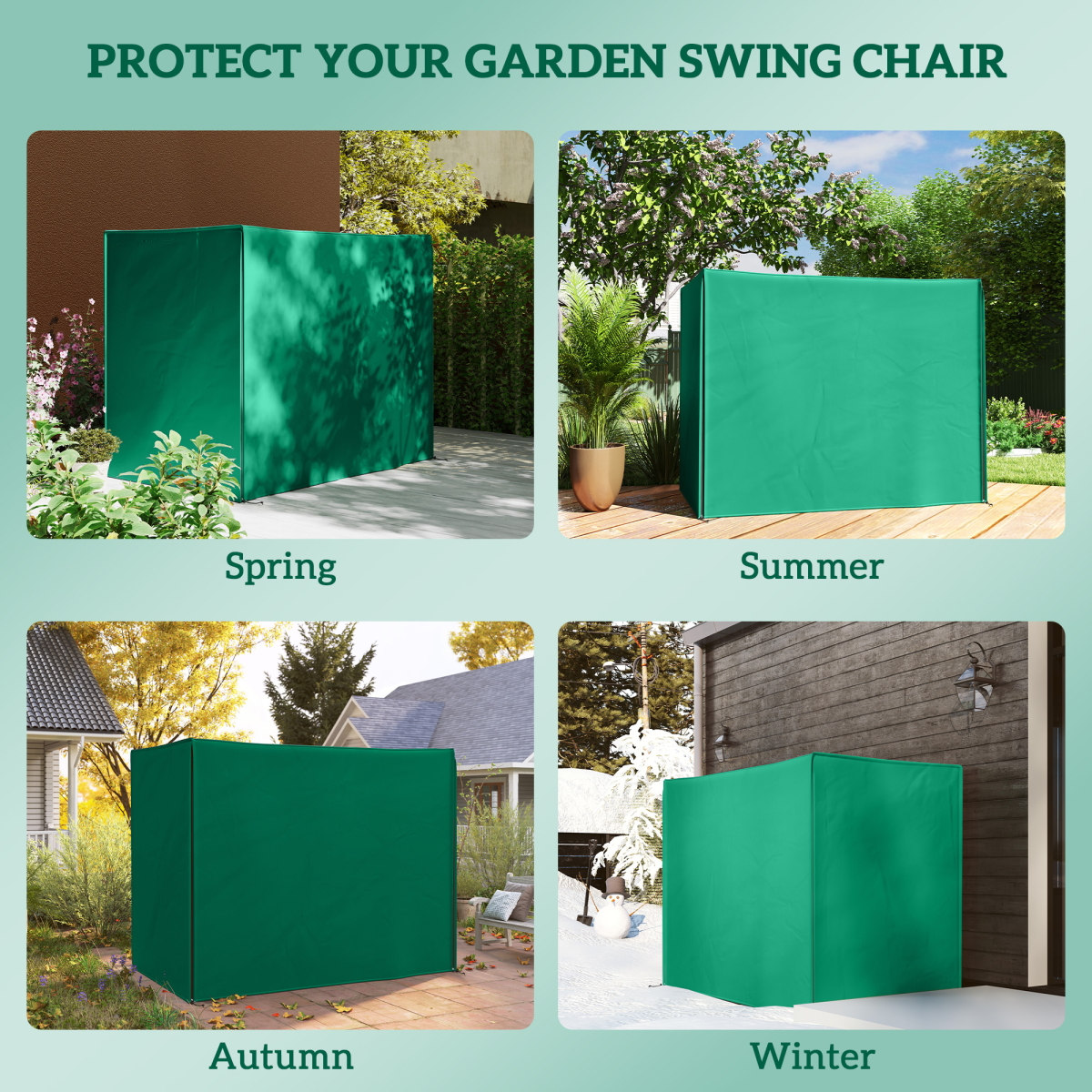 Outsunny 3-seater garden swing cover, windproof and anti-UV, fits 220x125x172cm outdoor swing, durable weather-resistant material