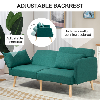 HOMCOM convertible sofa bed settee with cushions and adjustable backrest, showing a modern, versatile living room furniture piece.