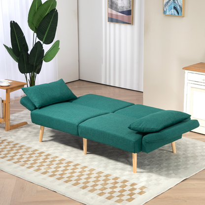 HOMCOM convertible sofa bed settee with cushions and adjustable backrest, showcasing a versatile living room furniture piece.