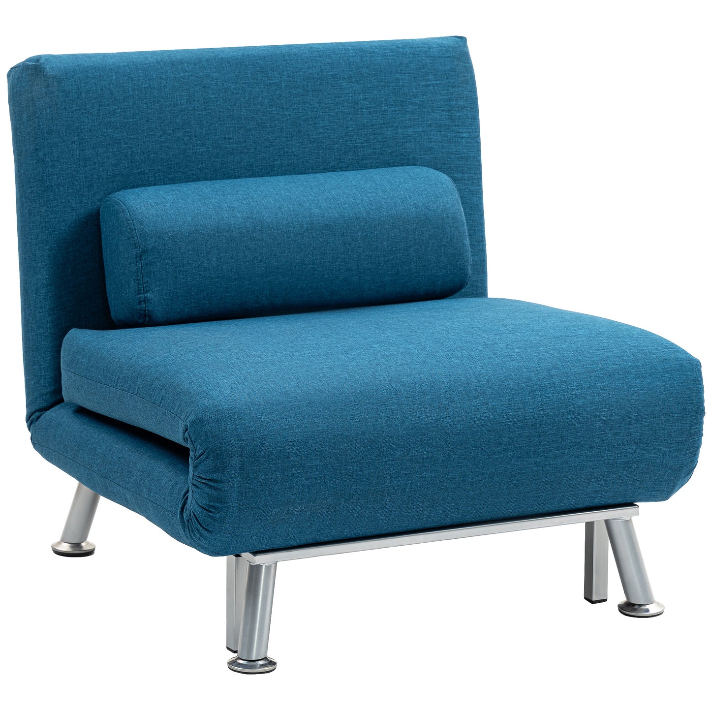 HOMCOM single folding convertible sleeper chair sofa bed in a neutral fabric, showing its 5-position design for versatile seating and sleeping.