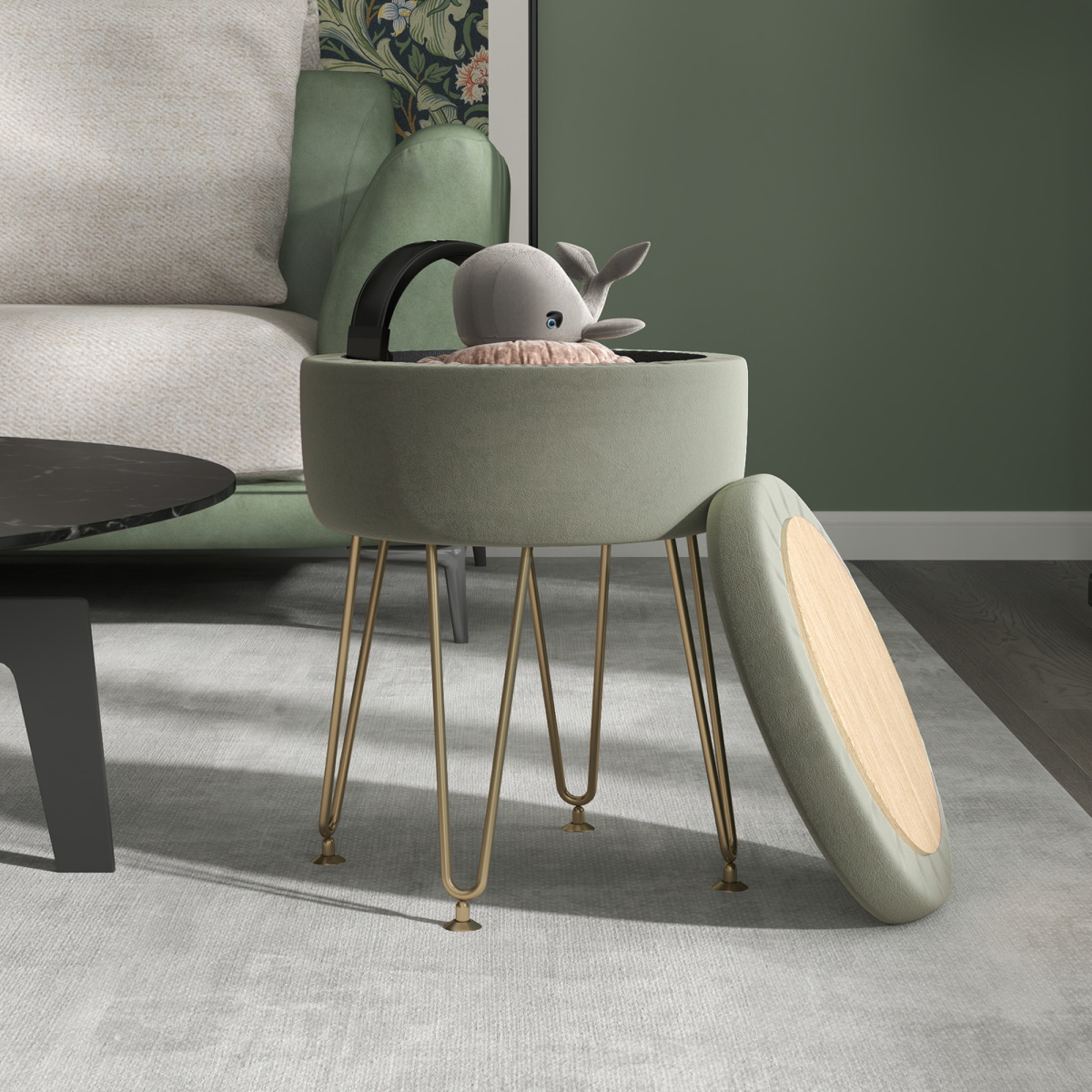 HOMCOM 5L velvet footstool with removable lid, soft fabric upholstery, ideal for bedroom decor and extra seating.