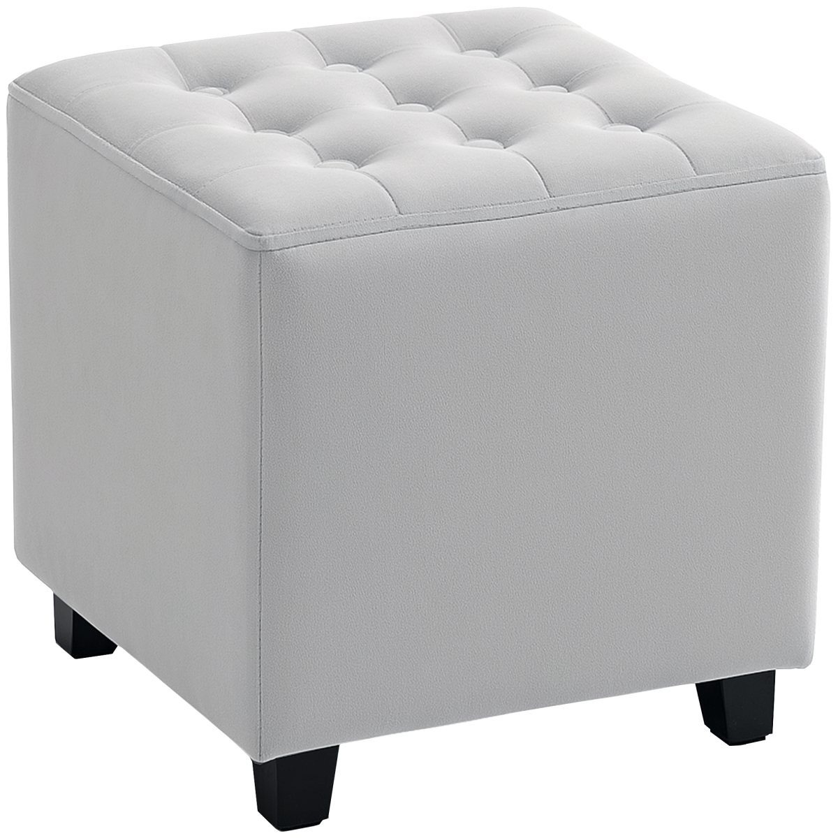 HOMCOM square small ottoman footstool with wooden legs, ideal for bedroom decor and seating.