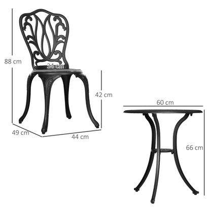 Outsunny 3-piece patio bistro set with outdoor table and umbrella hole, including two chairs and a round table for outdoor dining
