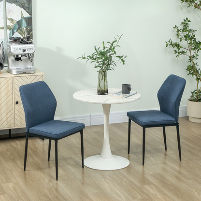 Set of two HOMCOM velvet dining chairs with ergonomic support and space-saving design, featuring plush upholstery and modern style.