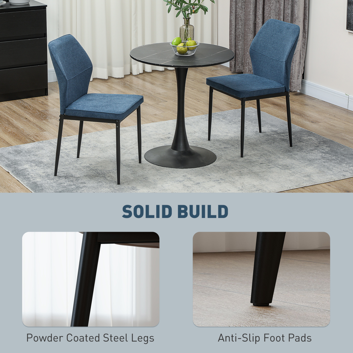 HOMCOM velvet dining chairs with ergonomic support and space-saving design, featuring plush upholstery and modern style.