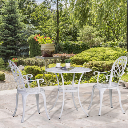 Outsunny 3-piece bistro set with aluminum garden table and chairs, outdoor patio furniture for relaxing outdoor dining