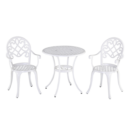 Outsunny 3-piece bistro set with aluminum garden table and chairs, outdoor patio furniture for garden or balcony use