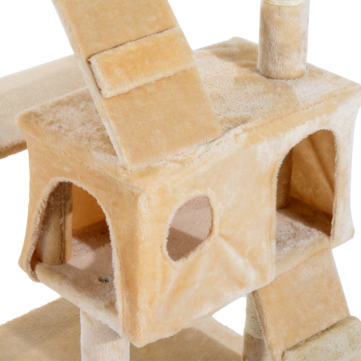 PawHut cat tree and scratching post with condo, activity center, and cozy bed for feline play and relaxation.