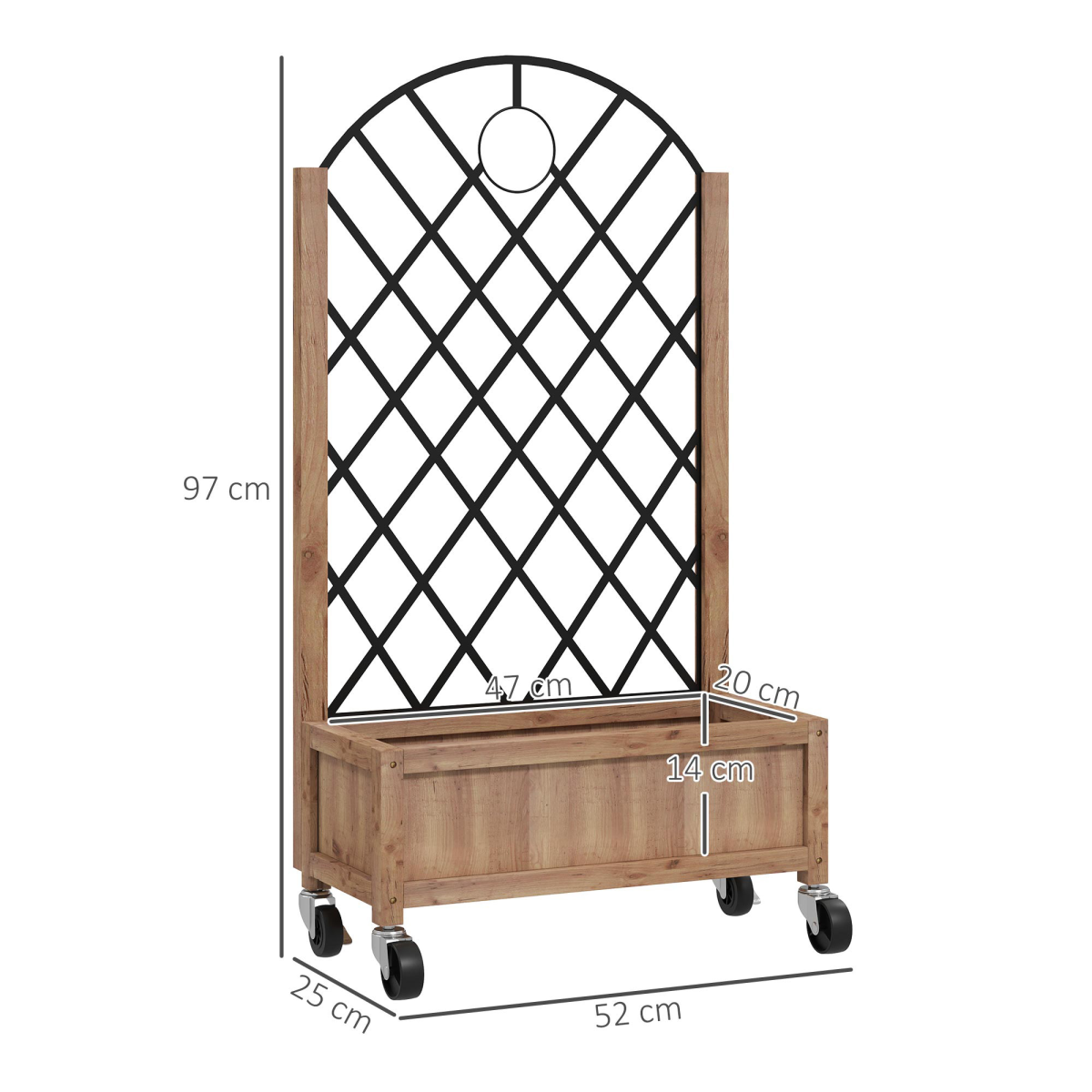 Outsunny wooden raised bed outdoor planter box with metal trellis for climbing plants and garden gardening accessories