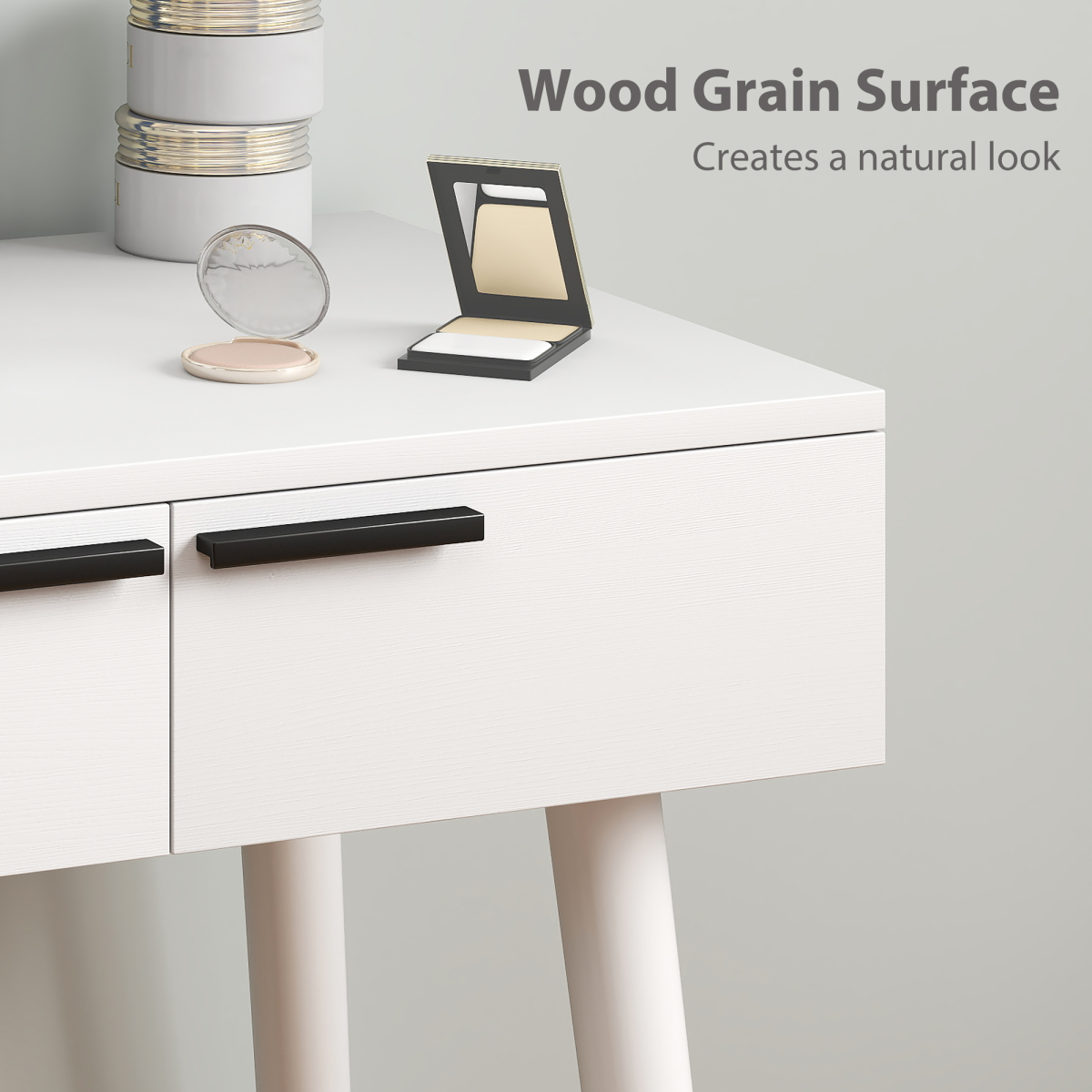 HOMCOM dressing table vanity set with mirror and stool, modern makeup desk with storage drawers and sleek design.