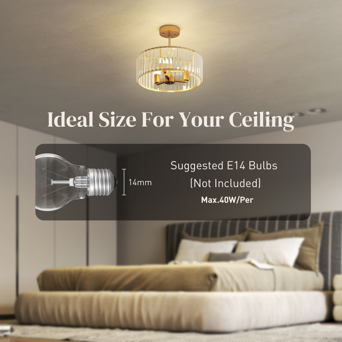 Modern crystal semi-flush ceiling chandelier by HOMCOM with multiple hanging crystal accents and a sleek metal frame.