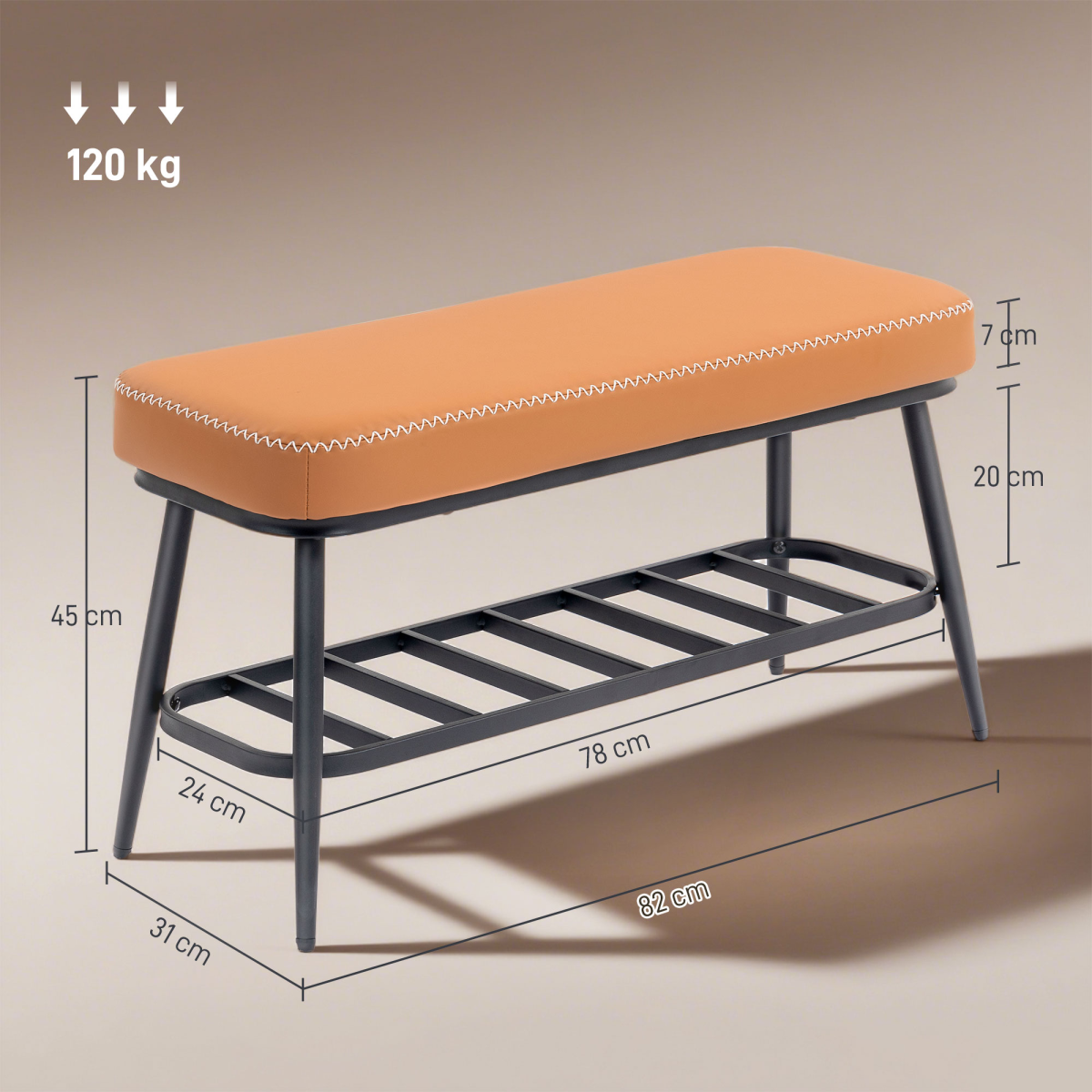 HOMCOM PU leather shoe storage bench with cushioned top and wooden legs, ideal for entryway organization and seating.