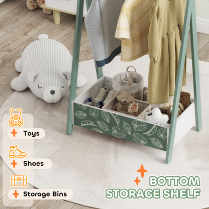 AIYAPLAY baby clothing rack with hangers and shelf, kids clothes rail for organized nursery or playroom storage