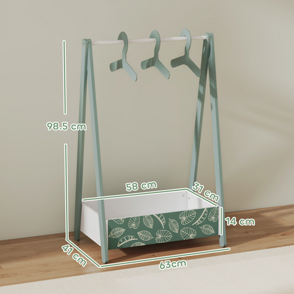 AIYAPLAY baby clothing rack with hangers and shelf, kids clothes rail for organizing children's wardrobe and bedroom storage.