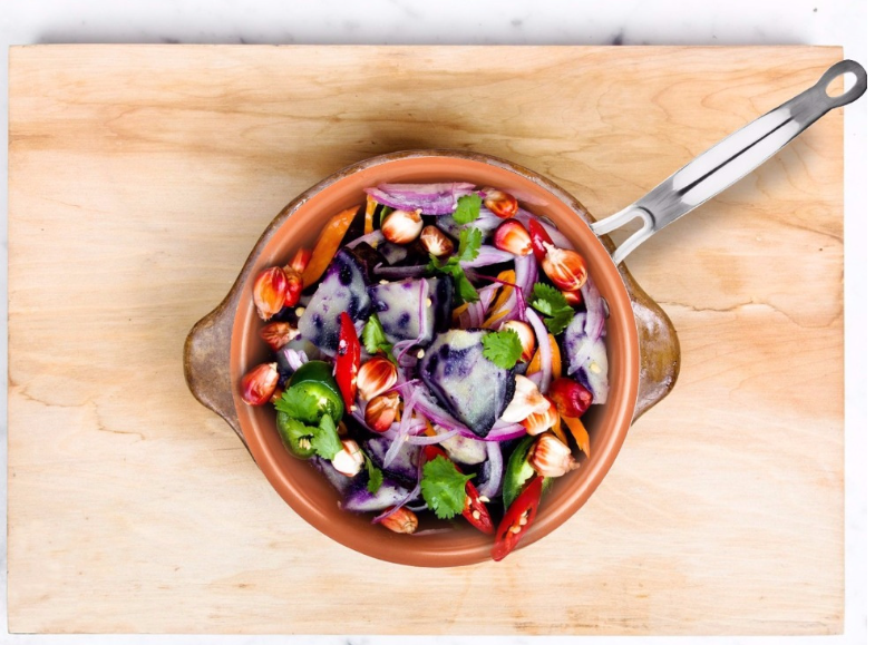 Avilo Cera Titanware pan with lid in black, featuring a non-stick surface and stainless steel handle for versatile cooking.