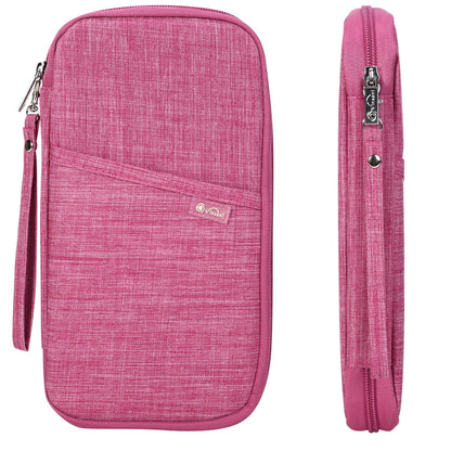 Vinsani family travel wallet with passport holder, ID, credit card slots, and currency organizer for men and women.