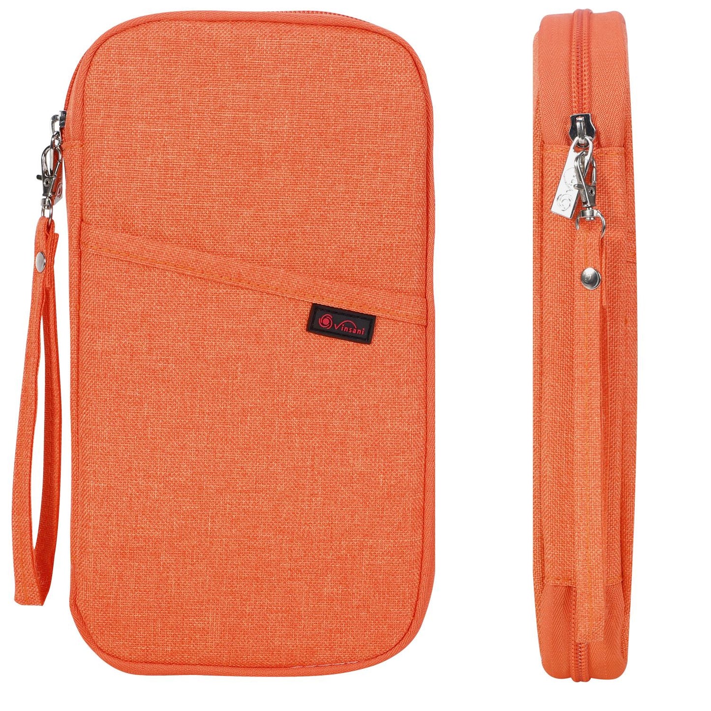Vinsani family travel wallet with passport holder, card slots, and currency compartment for men and women, organized for trips.