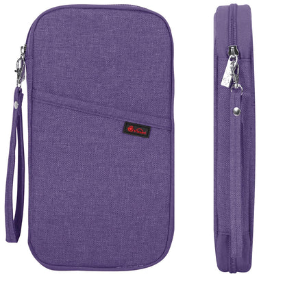 Vinsani family travel wallet passport holder with multiple compartments for tickets, ID, credit cards, and currency.