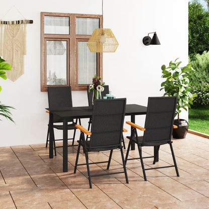 Black and brown 3-piece garden dining set by vidaXL, including a table and two chairs, ideal for outdoor meals and gatherings.