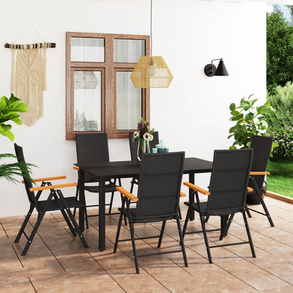vidaXL 3-piece garden dining set with black and brown finish, includes table and two chairs for outdoor dining.