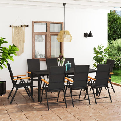 vidaXL 3-piece garden dining set with black and brown metal table and chairs, ideal for outdoor patio or garden seating.