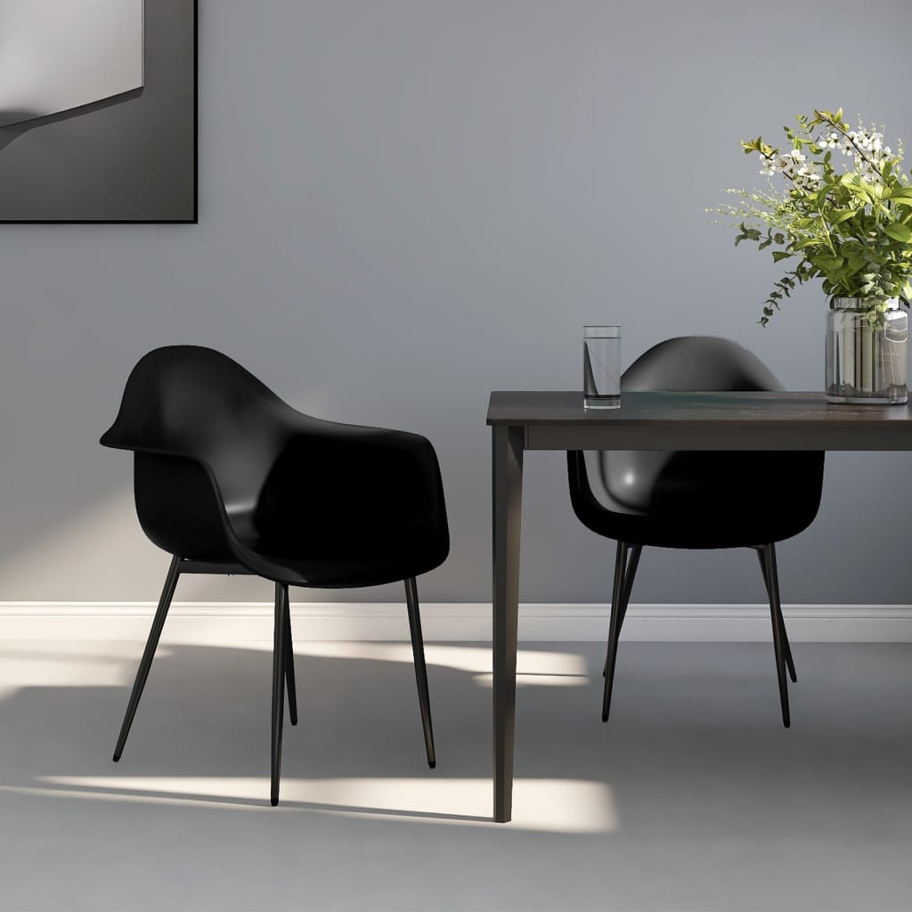 Set of two white vidaXL dining chairs with sturdy PP seats and modern design, perfect for kitchen or dining room settings.